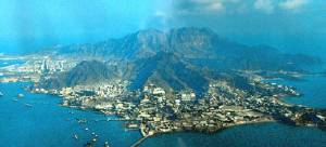 Aden; strategic position of Gulf of Aden; Ariel view of Crater, Aden. 